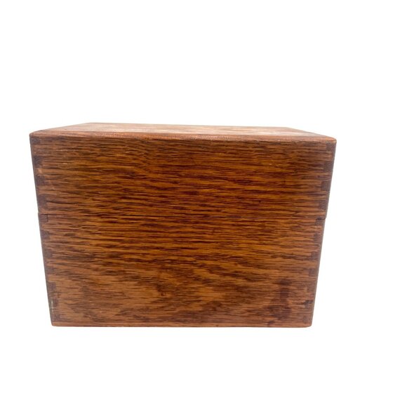 Vintage Wooden Hinged Storage Box Dovetail Joints For Keepsakes Trinket Recipes - Picture 1 of 10